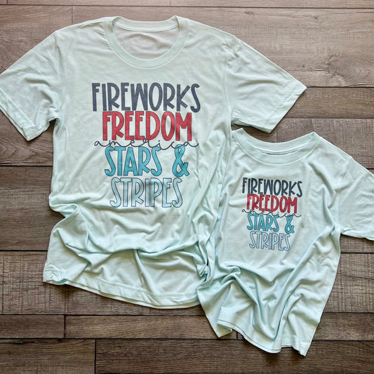 Fireworks Freedom Stars & Stripes Tee - Toddler, Youth & Adult